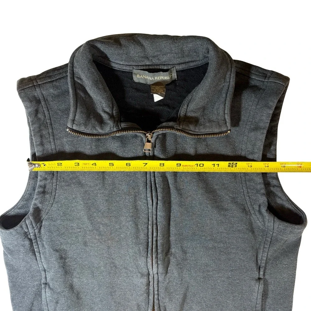 Men's Banana Republic Dark Gray Zipper Vest Size‎ Medium Sleeveless 100% Cotton